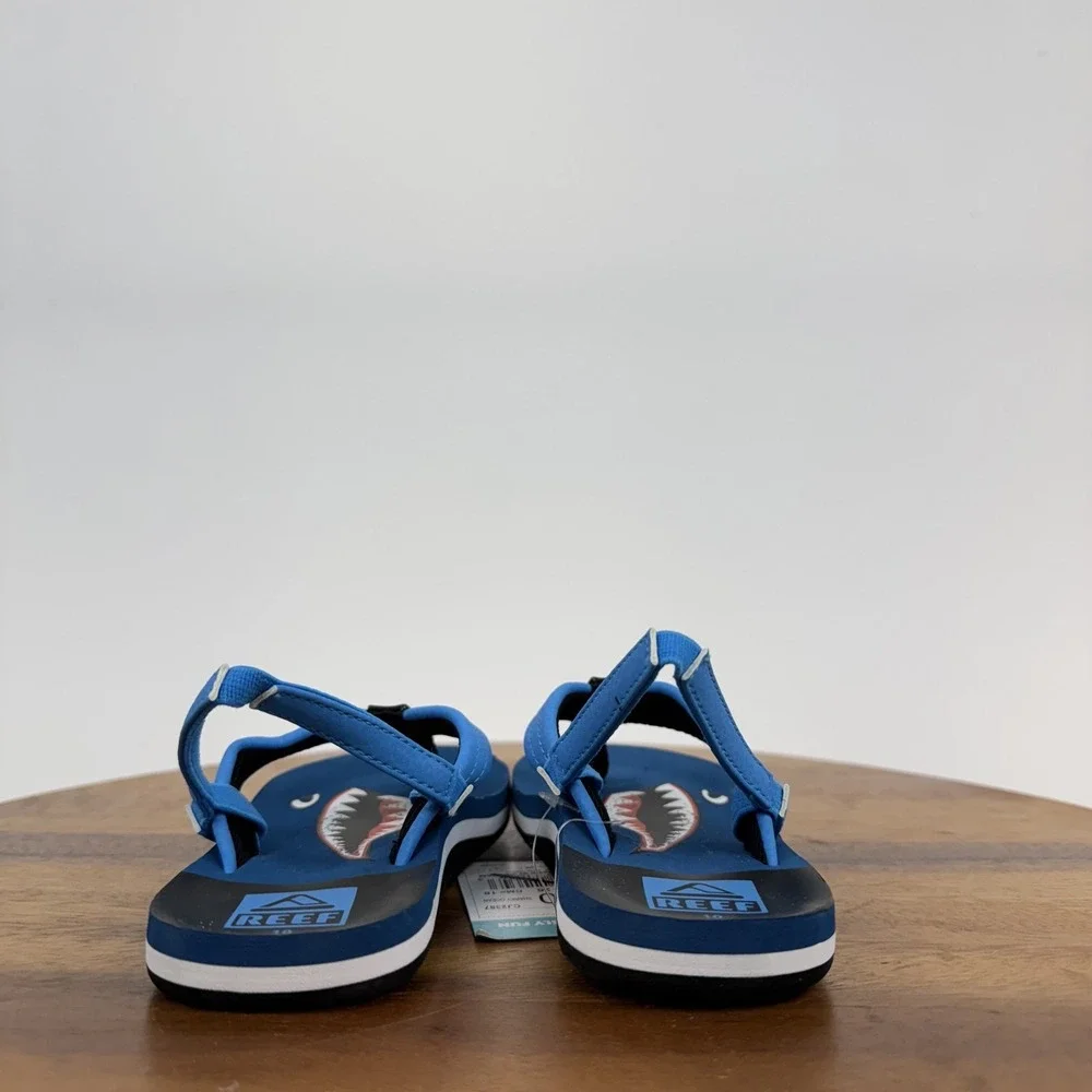 New Little Kids Reef Little Ahi Slip On Water Flip Flops Blue Shark Size 10 C‎